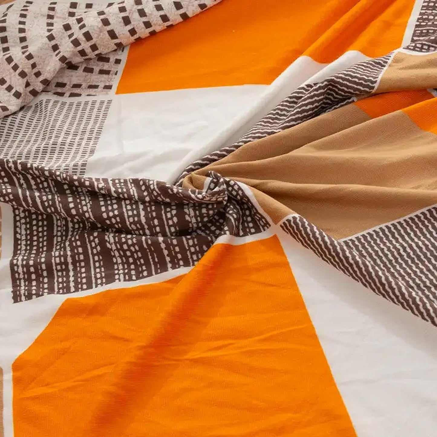 L Shape Sofa Cover- Geometric Brown - Luxury Quality Strechable & Dust-proof Sofa Cover