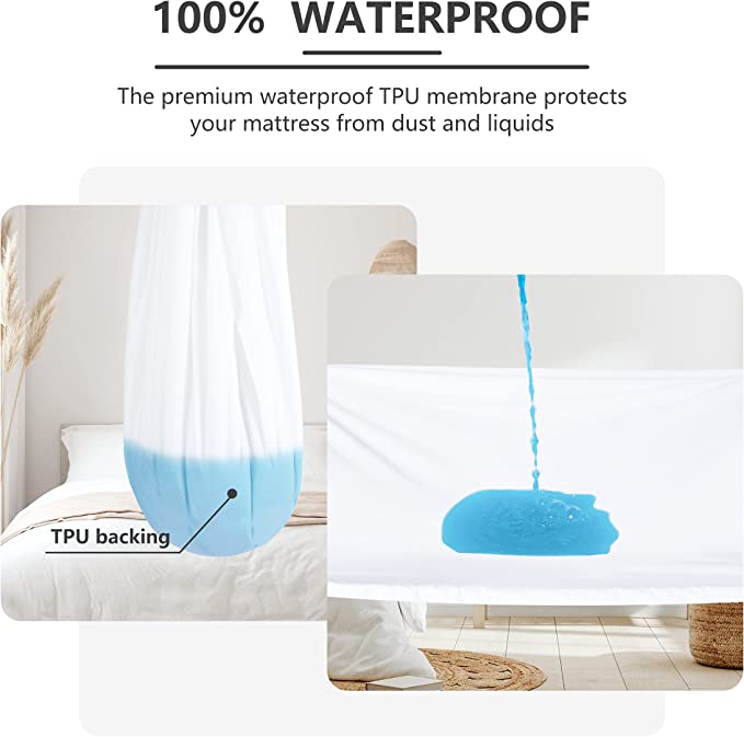 100% Waterproof & Dustproof Mattress Protector | Soft, Breathable & Washable | Protects from Spills, Stains & Allergies