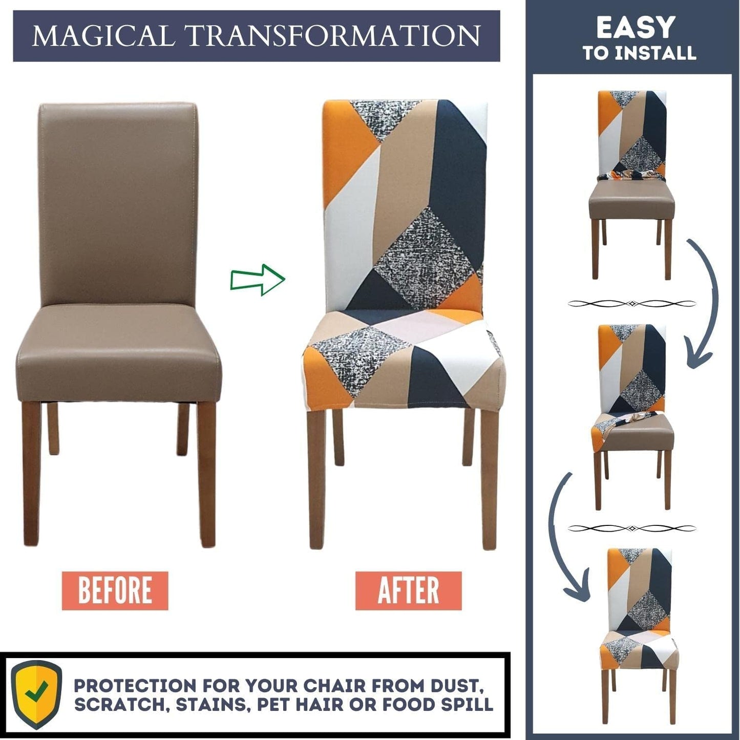 Prism Orange - Luxury Quality Strechable & Dust-proof Chair Table Covers