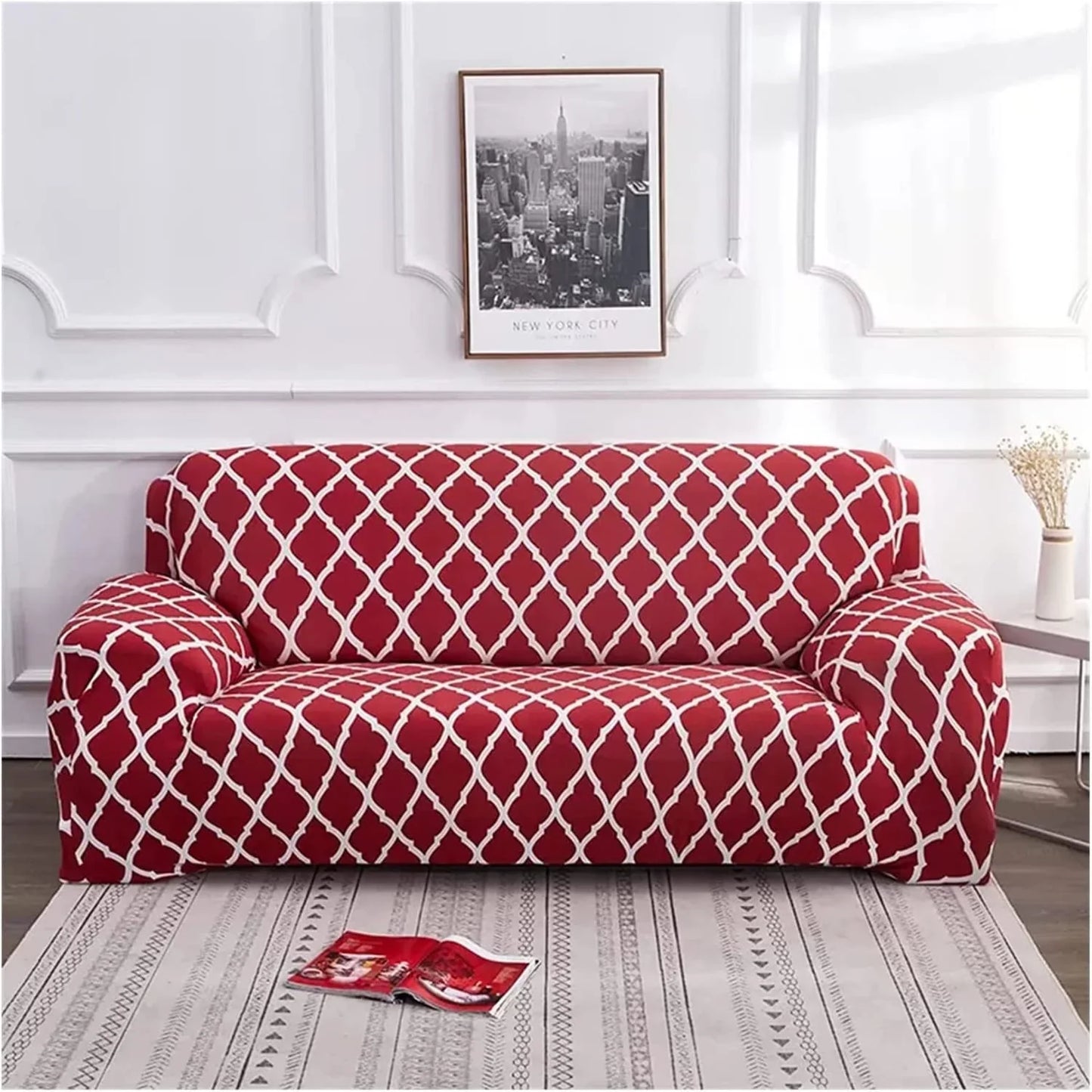 3+1+1 MAROON DIAMOND SOFA COVER ELASTIC STRETCHABLE 48 HOURS OFFER