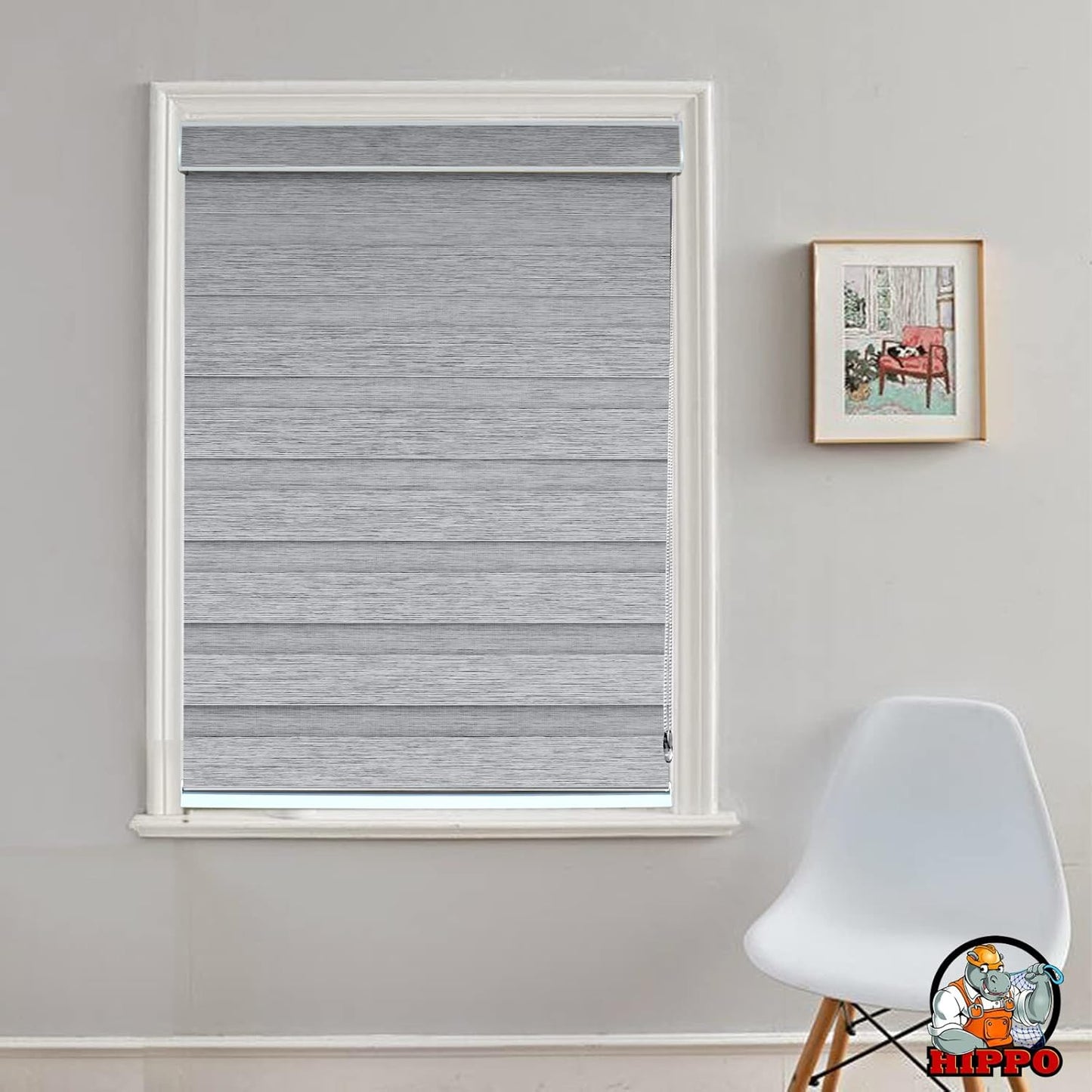 Premium Zebra Blinds Wooden Design Polyester Blend Semi/Complete Privacy Indoor Roller Blinds for Windows