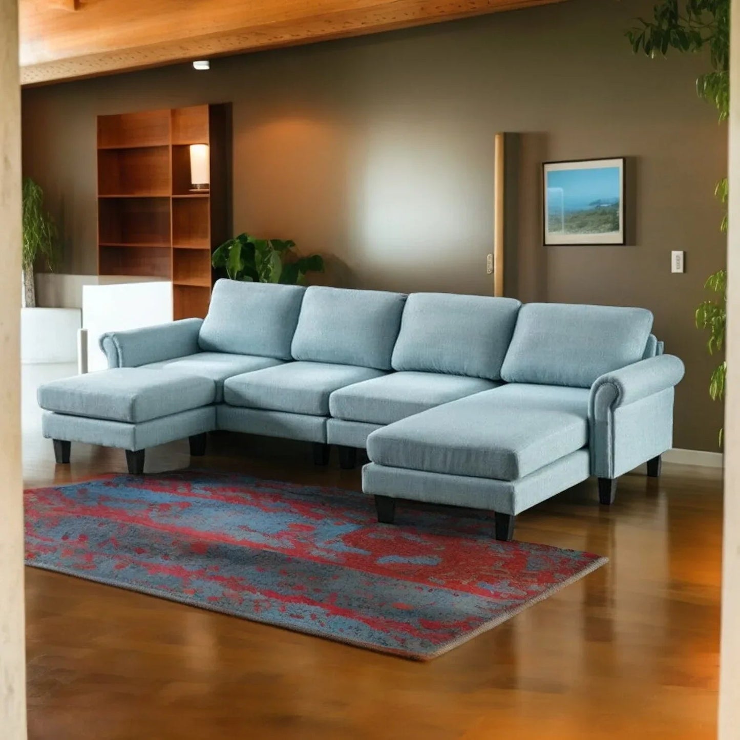 Moria 6 Seater L Shape Modular Fabric Sofa For Living Room