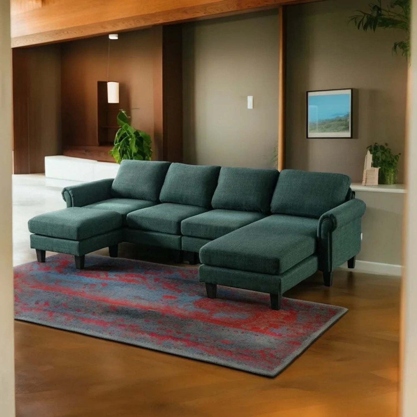 Moria 6 Seater L Shape Modular Fabric Sofa For Living Room