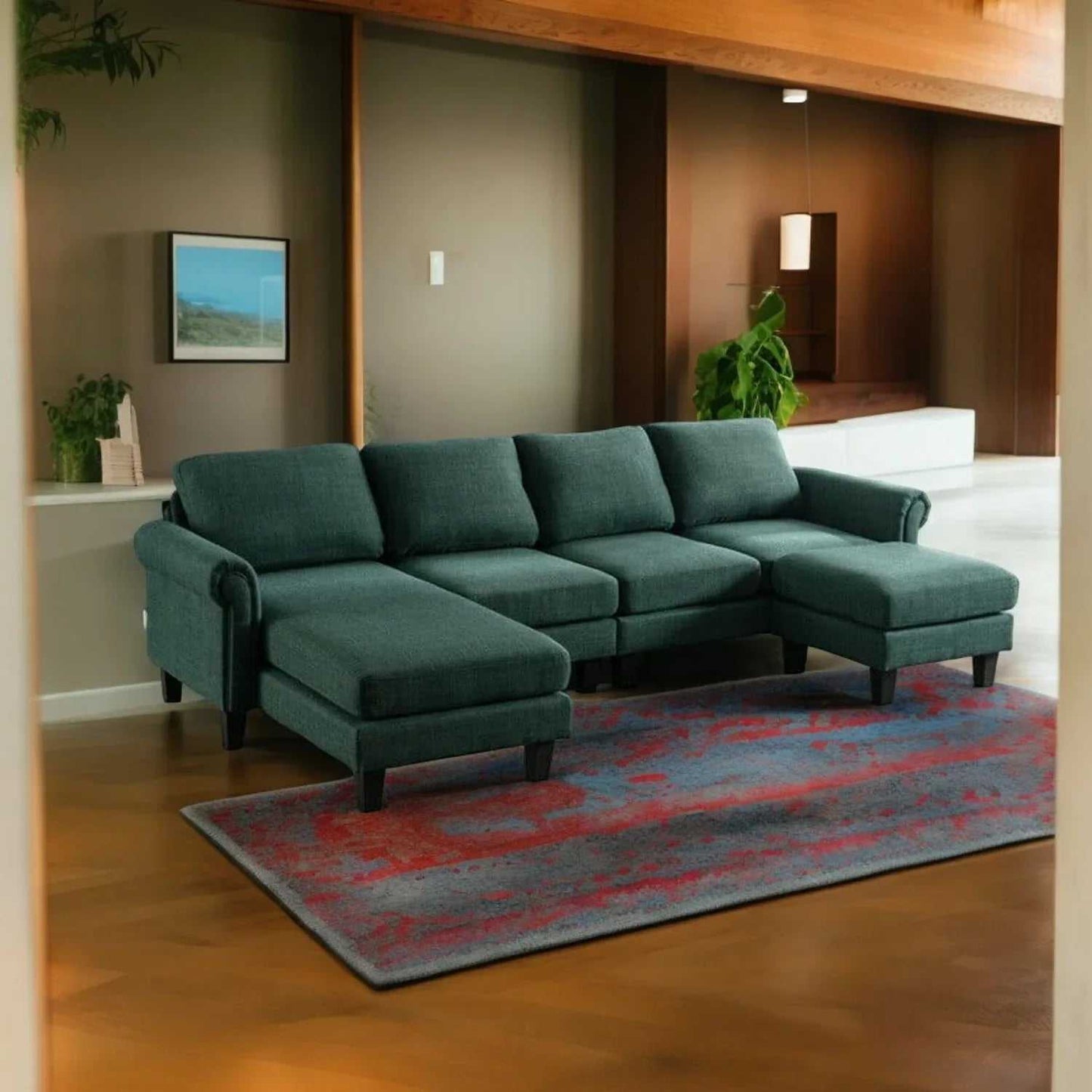 Moria 6 Seater L Shape Modular Fabric Sofa For Living Room