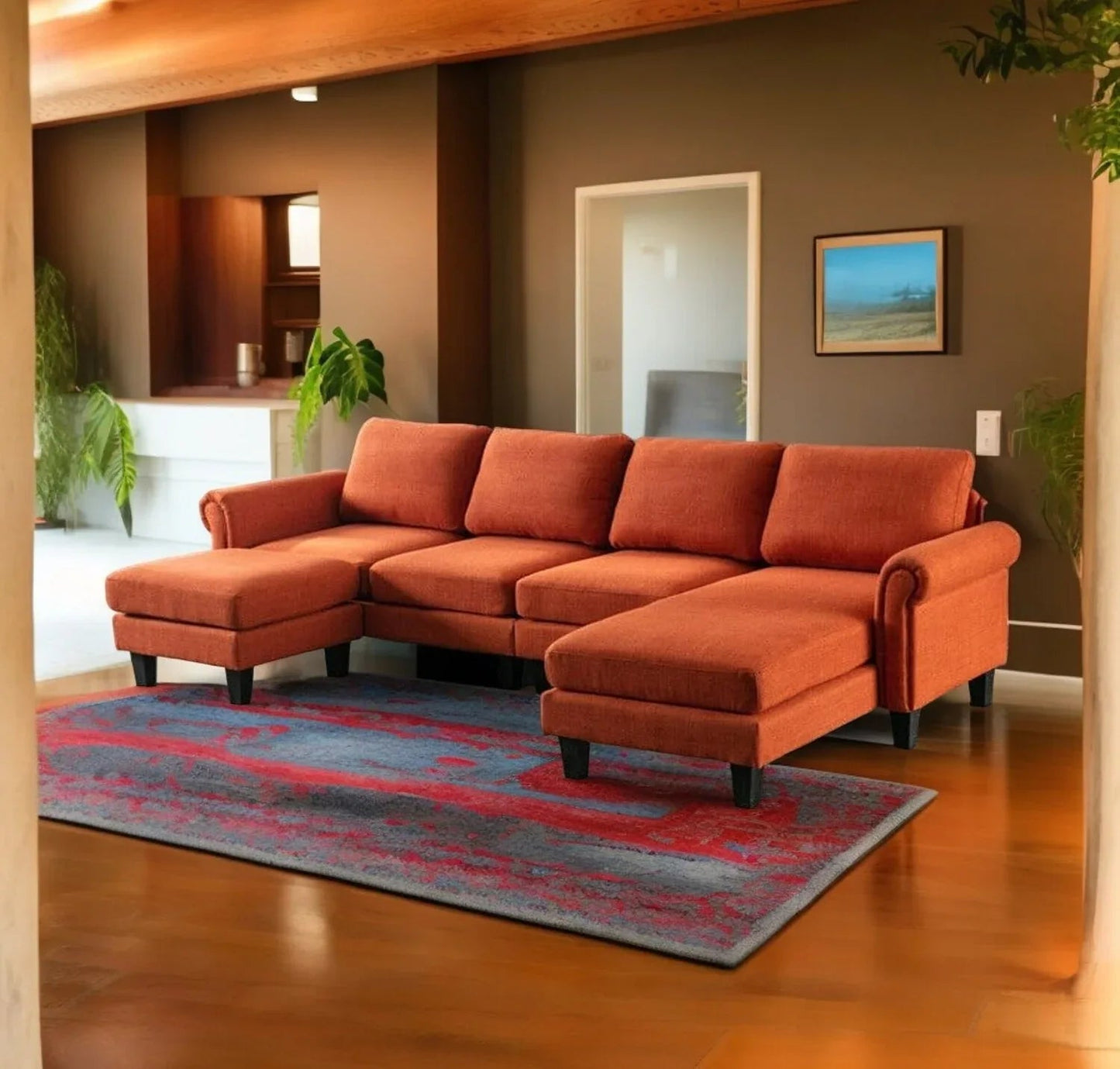Moria 6 Seater L Shape Modular Fabric Sofa For Living Room