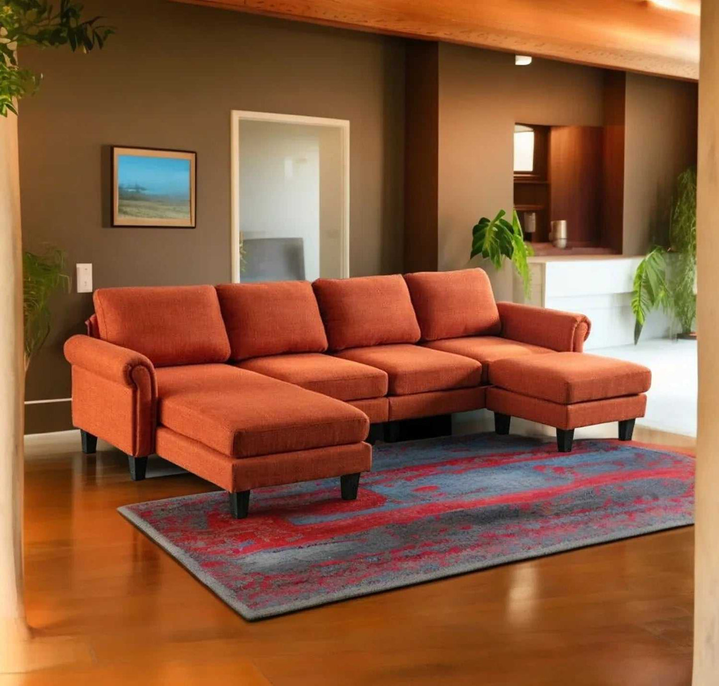 Moria 6 Seater L Shape Modular Fabric Sofa For Living Room