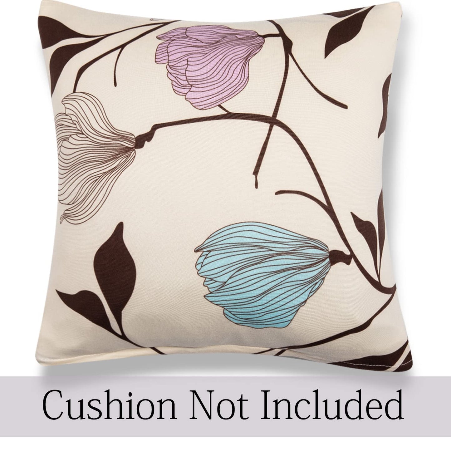 Stretchable Pack of 2 Cushion Cover 16x16, Beige Brown Leaves