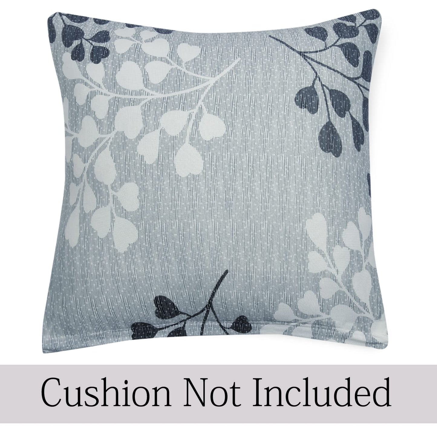 Stretchable Pack of 2 Cushion Cover 16x16, Grey Leaves