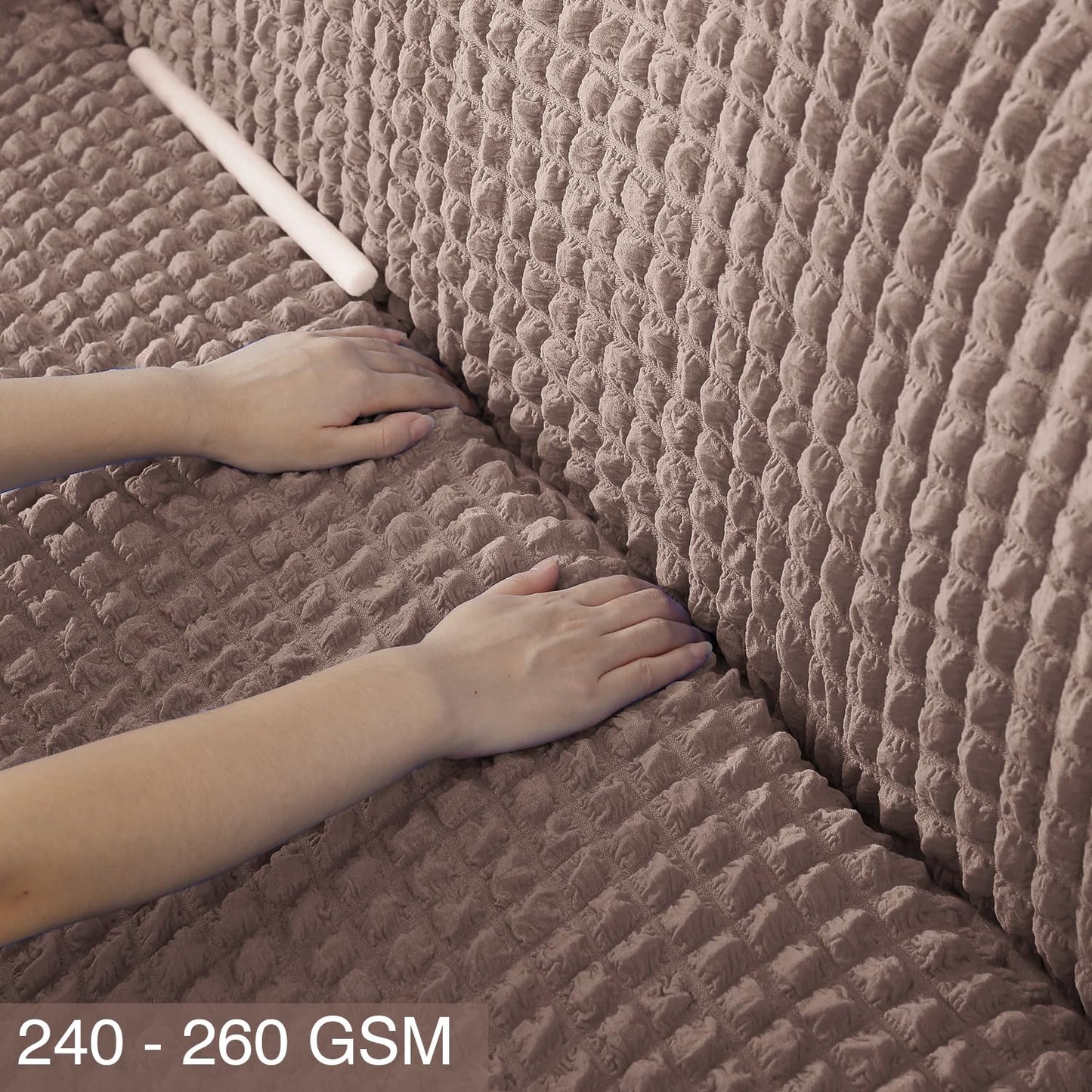 Elastic Stretchable Bubble Sofa Cover with Frill, Mocha