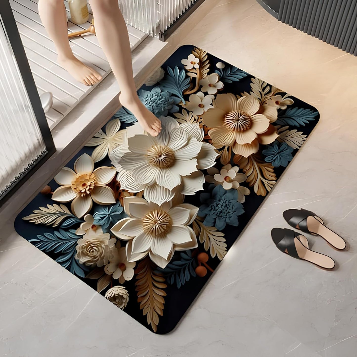 7 d BATH MATH FLOWER DESIGN1 SUPER FURNISHING