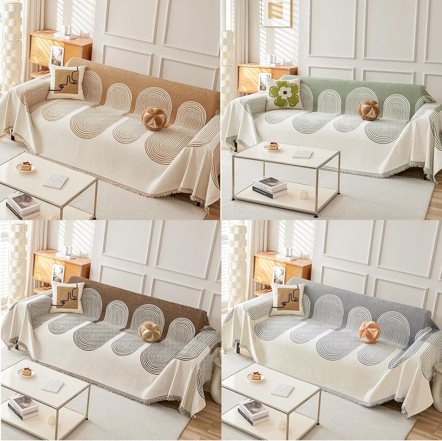 Premium Double Sided Chenille Sofa Covers - Green Juniper