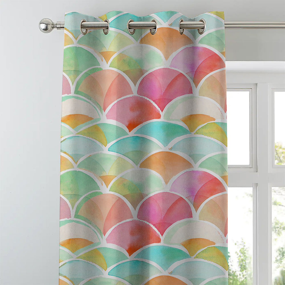 Elegant Geometric  Print Room Darkening Curtain - Set of 2 - DS81A