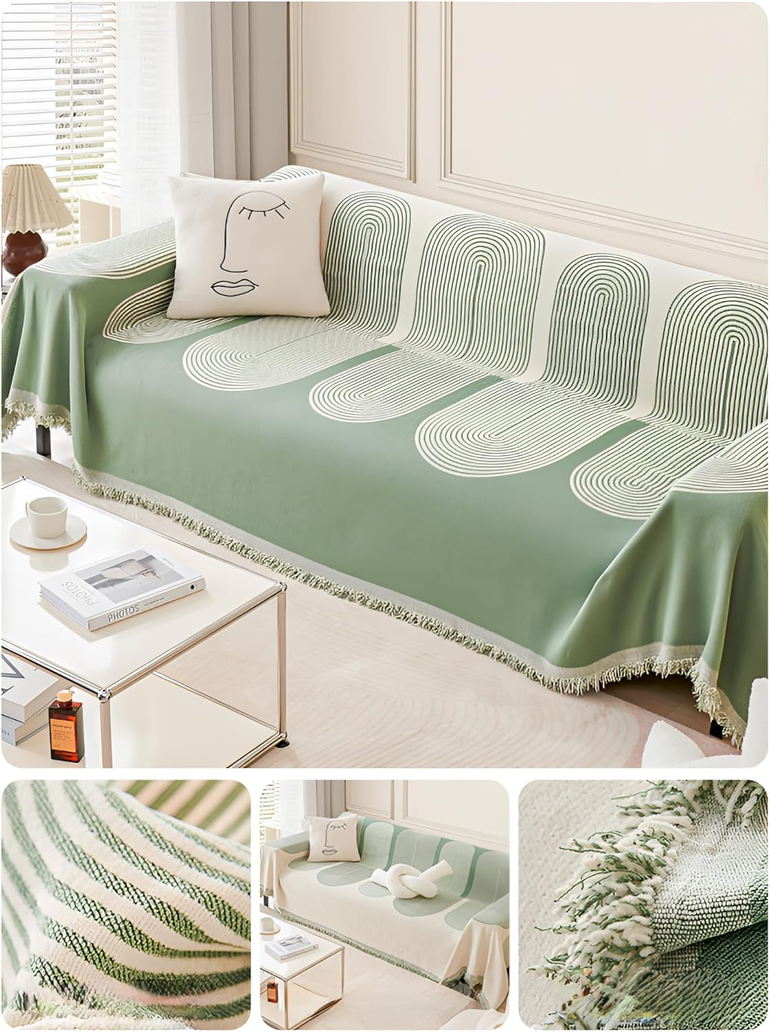 Premium Double Sided Chenille Sofa Covers - Green Juniper