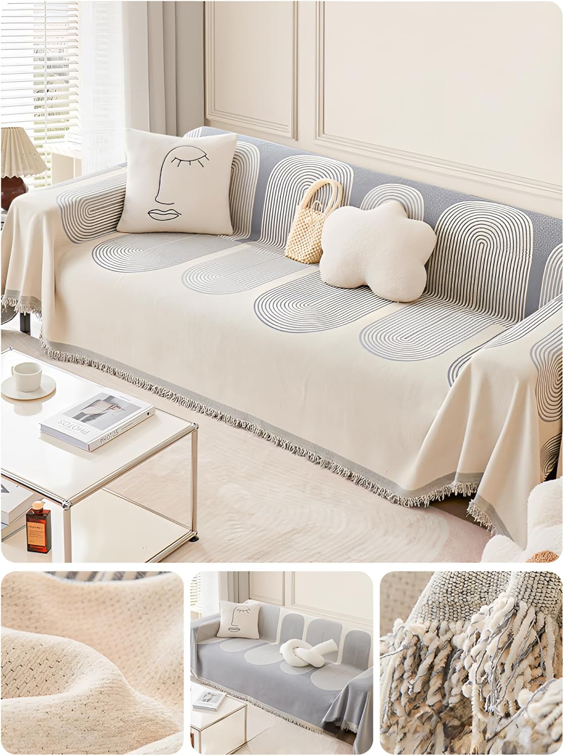 Premium Double Sided Chenille Sofa Covers - Grey Juniper