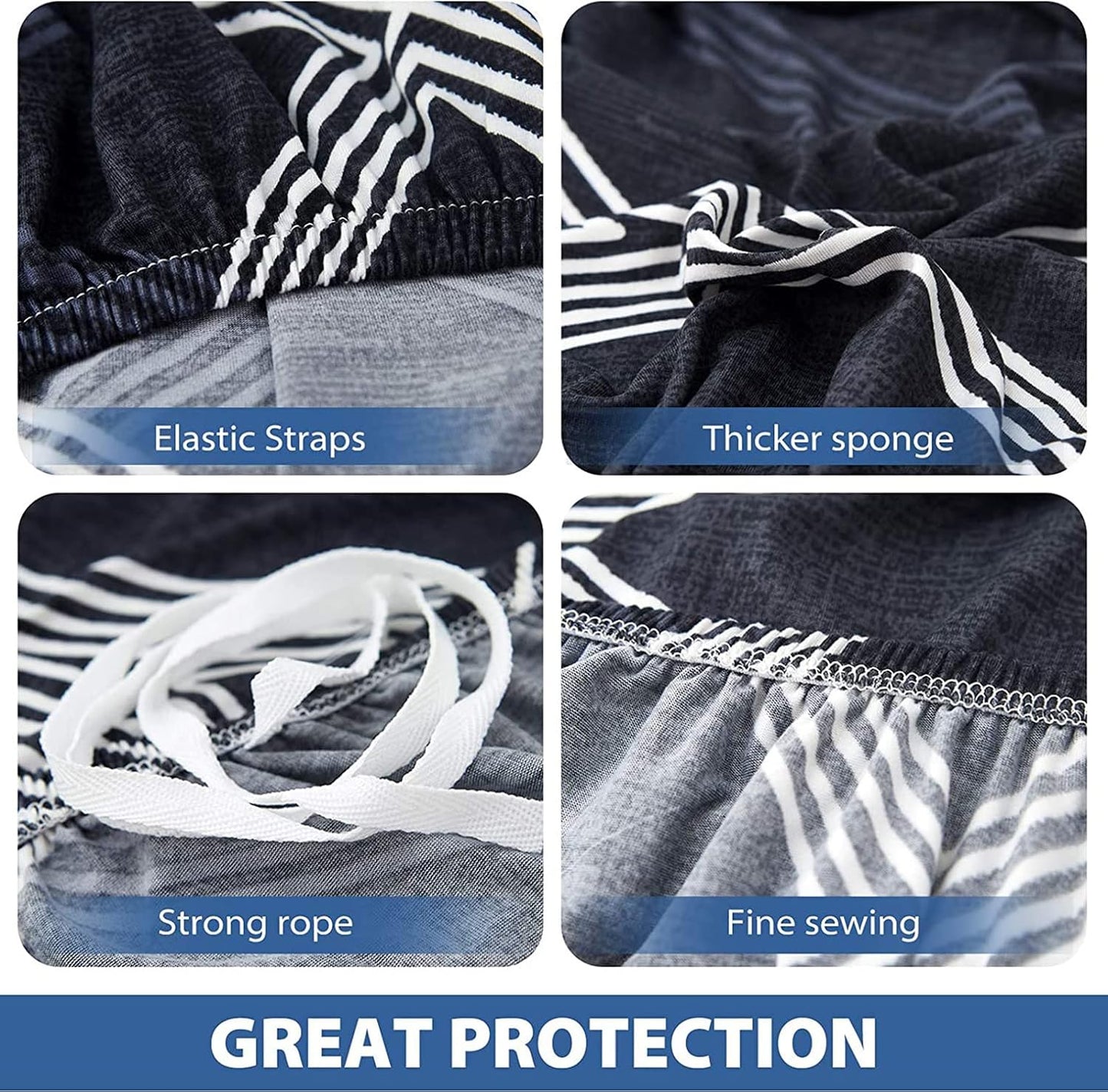 Grey Strips - Luxury Quality Strechable & Dust-proof Sofa Cover