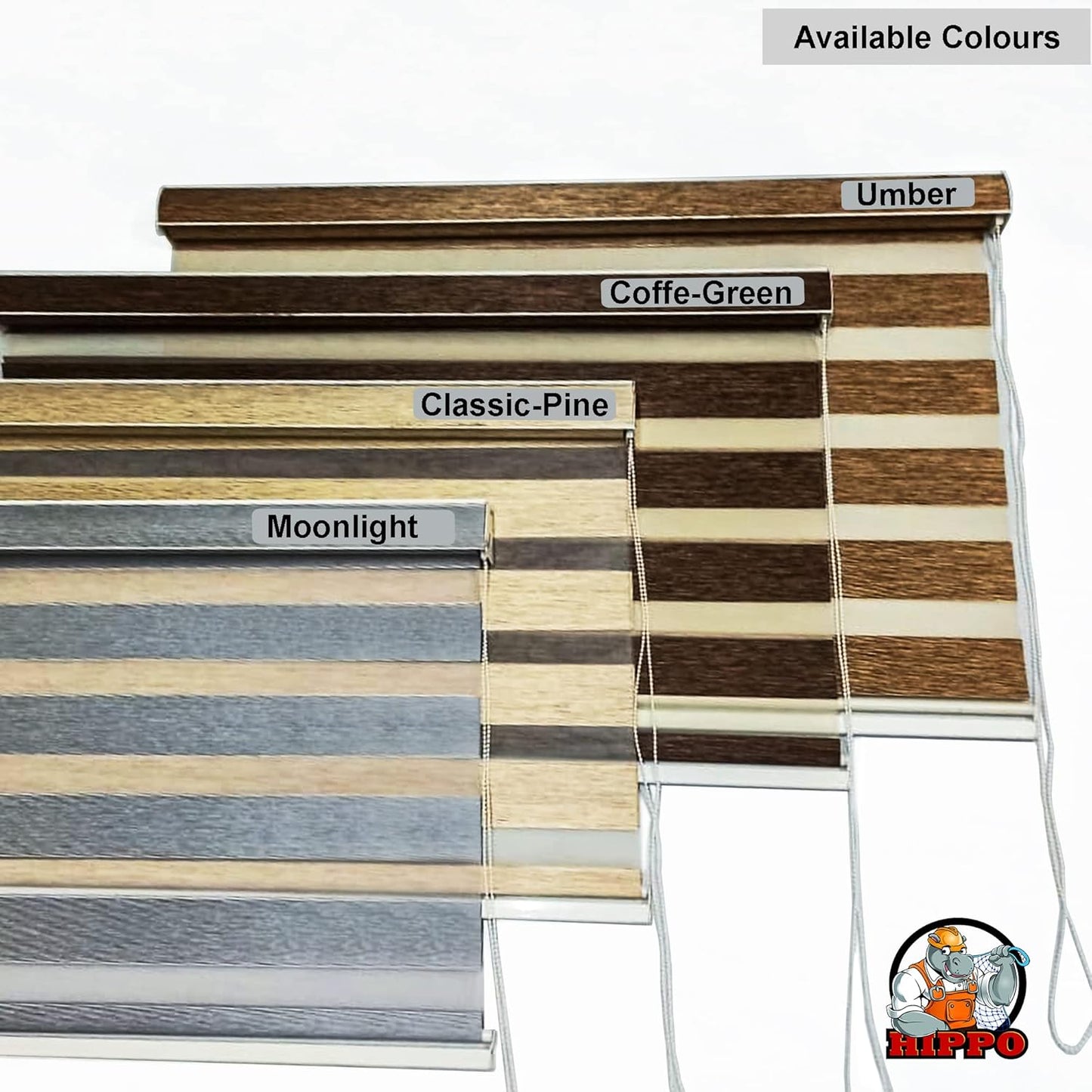 Premium Zebra Blinds Wooden Design Polyester Blend Semi/Complete Privacy Indoor Roller Blinds for Windows