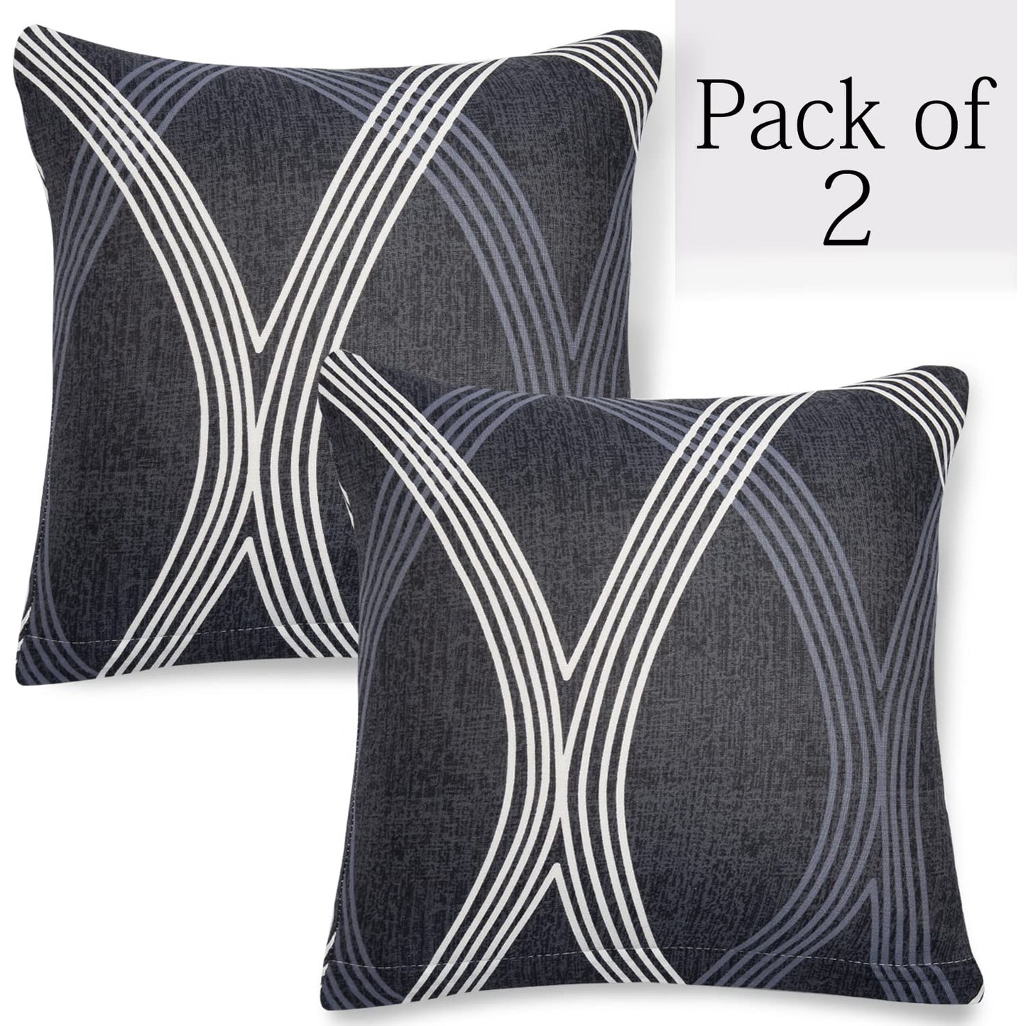 Stretchable Pack of 2 Cushion Cover 16x16, Shadow Grey
