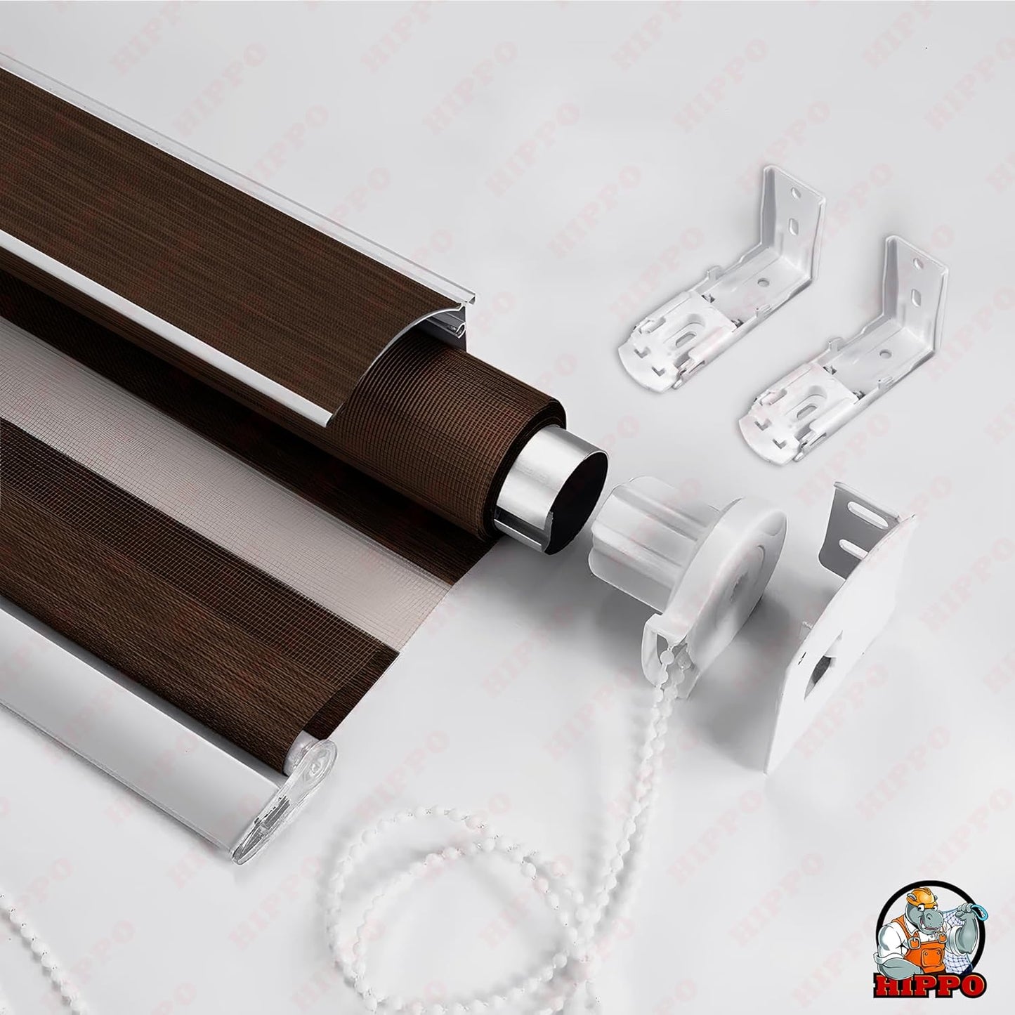 Premium Zebra Blinds Wooden Design Polyester Blend Semi/Complete Privacy Indoor Roller Blinds for Windows