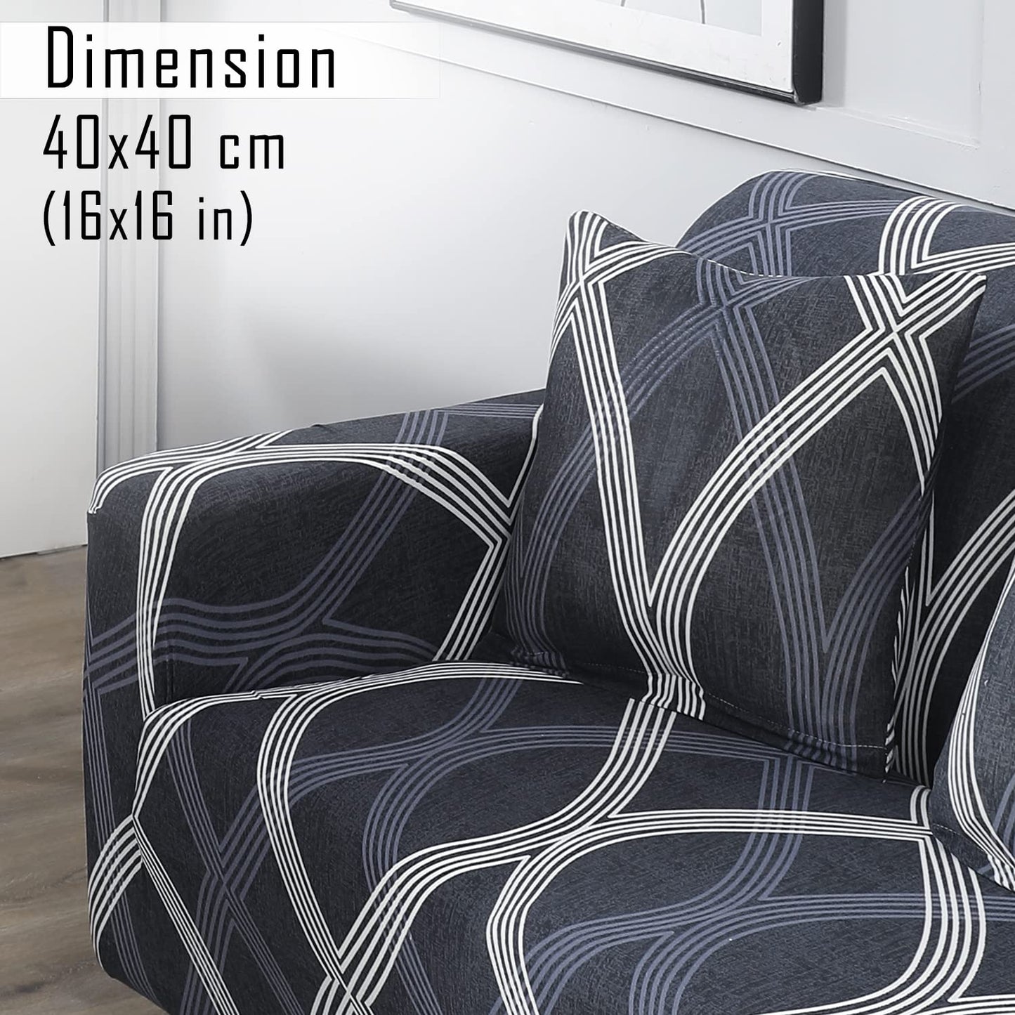 Stretchable Pack of 2 Cushion Cover 16x16, Shadow Grey