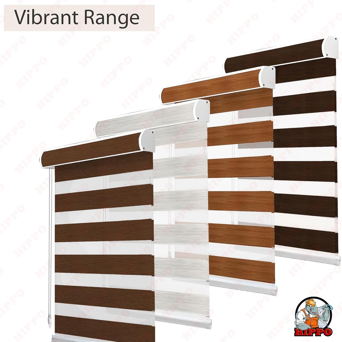 Premium Zebra Blinds Wooden Design Polyester Blend Semi/Complete Privacy Indoor Roller Blinds for Windows