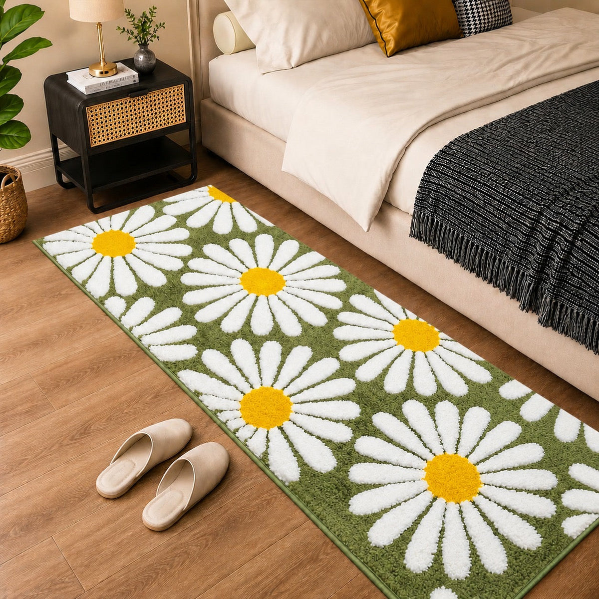 Flower Green Runner Mat