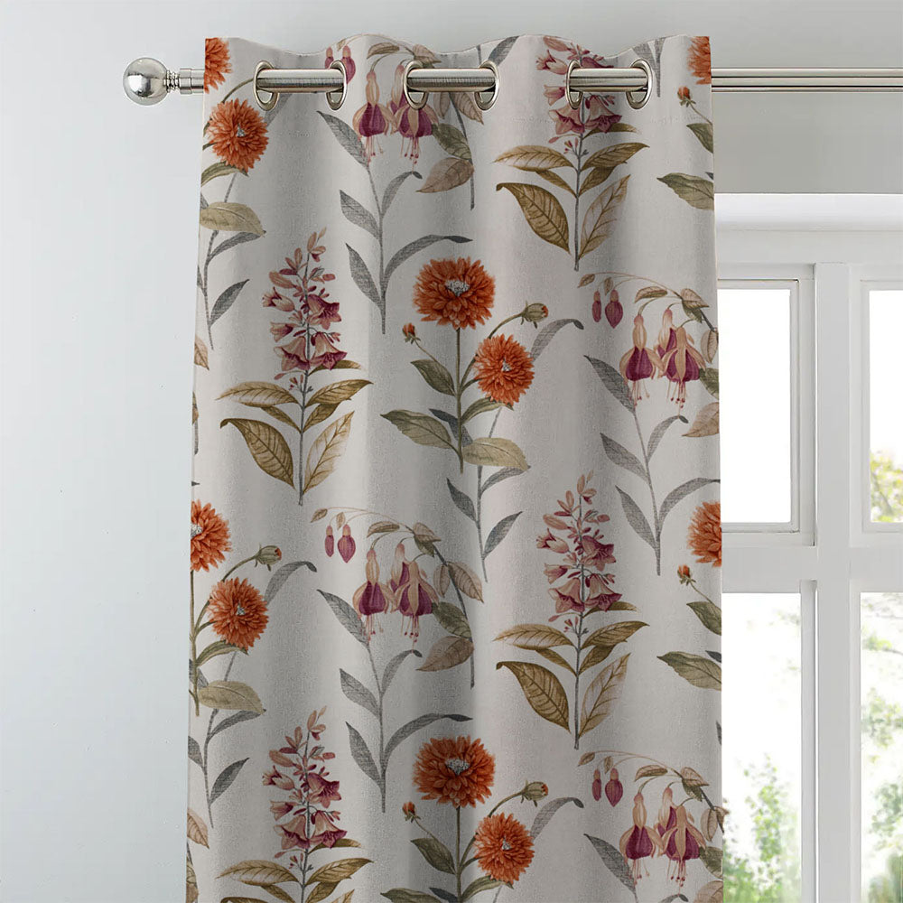 Elegant Floral Print Room Darkening Curtains Set of 2  DS90B