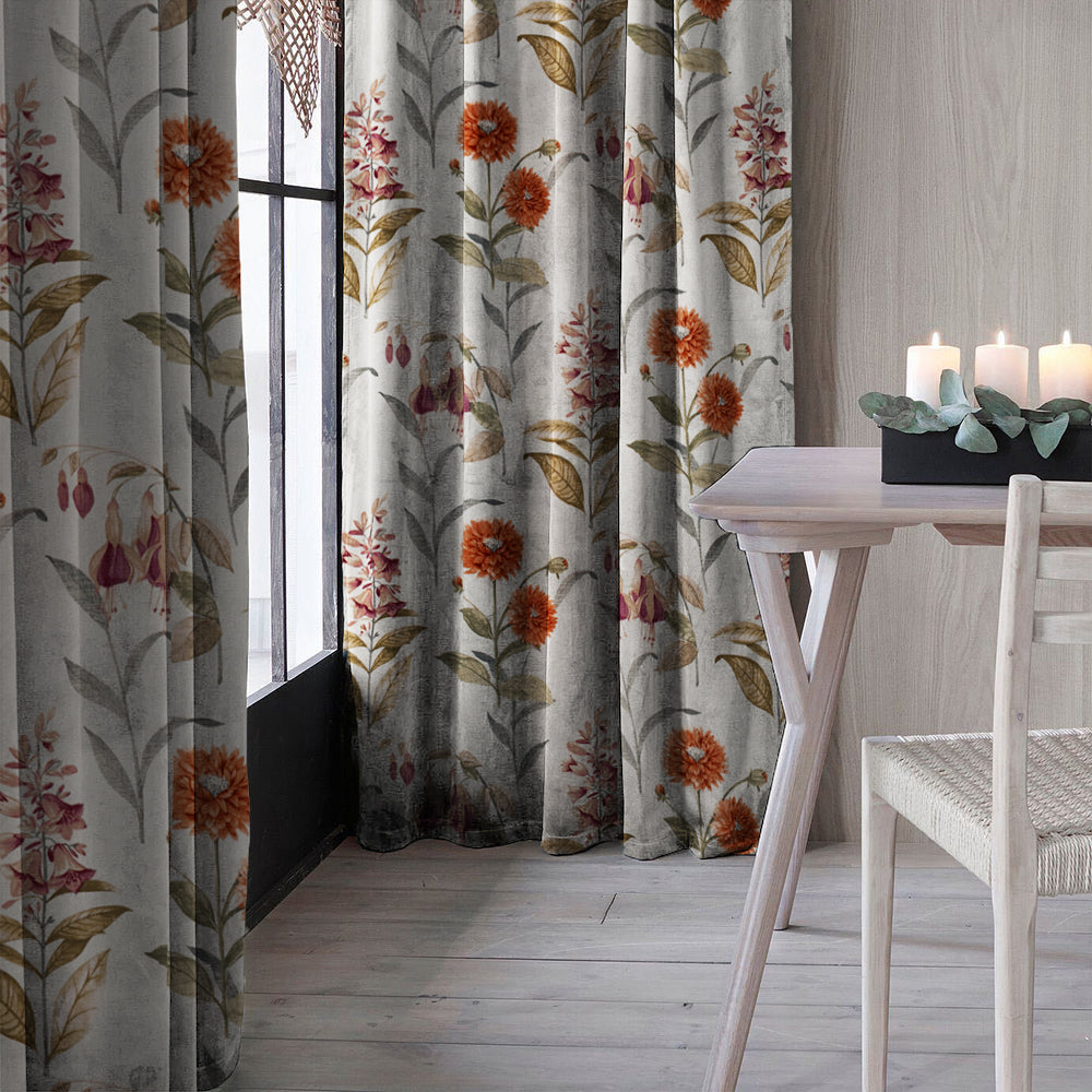 Elegant Floral Print Room Darkening Curtains Set of 2  DS90B