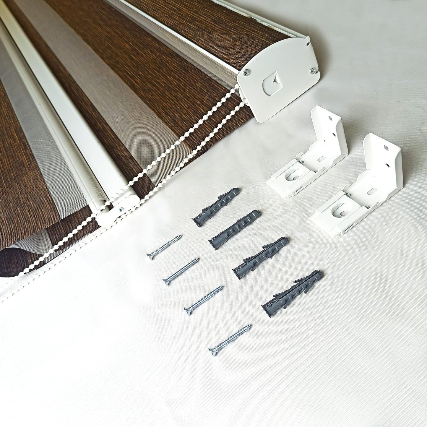 Premium Zebra Blinds Wooden Design Polyester Blend Semi/Complete Privacy Indoor Roller Blinds for Windows