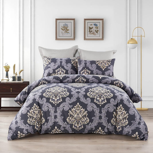 Royal Gold Damask/ Pure Cotton King Size Bedsheet - Super Furnishing