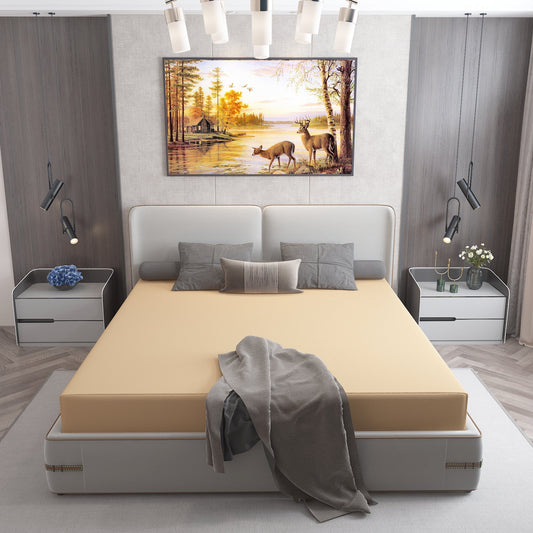 Waterproof Mattress Protector with 360 Degree Elastic Strap, Cotts Wonder Lycra (Beige, Available in 16 Sizes)