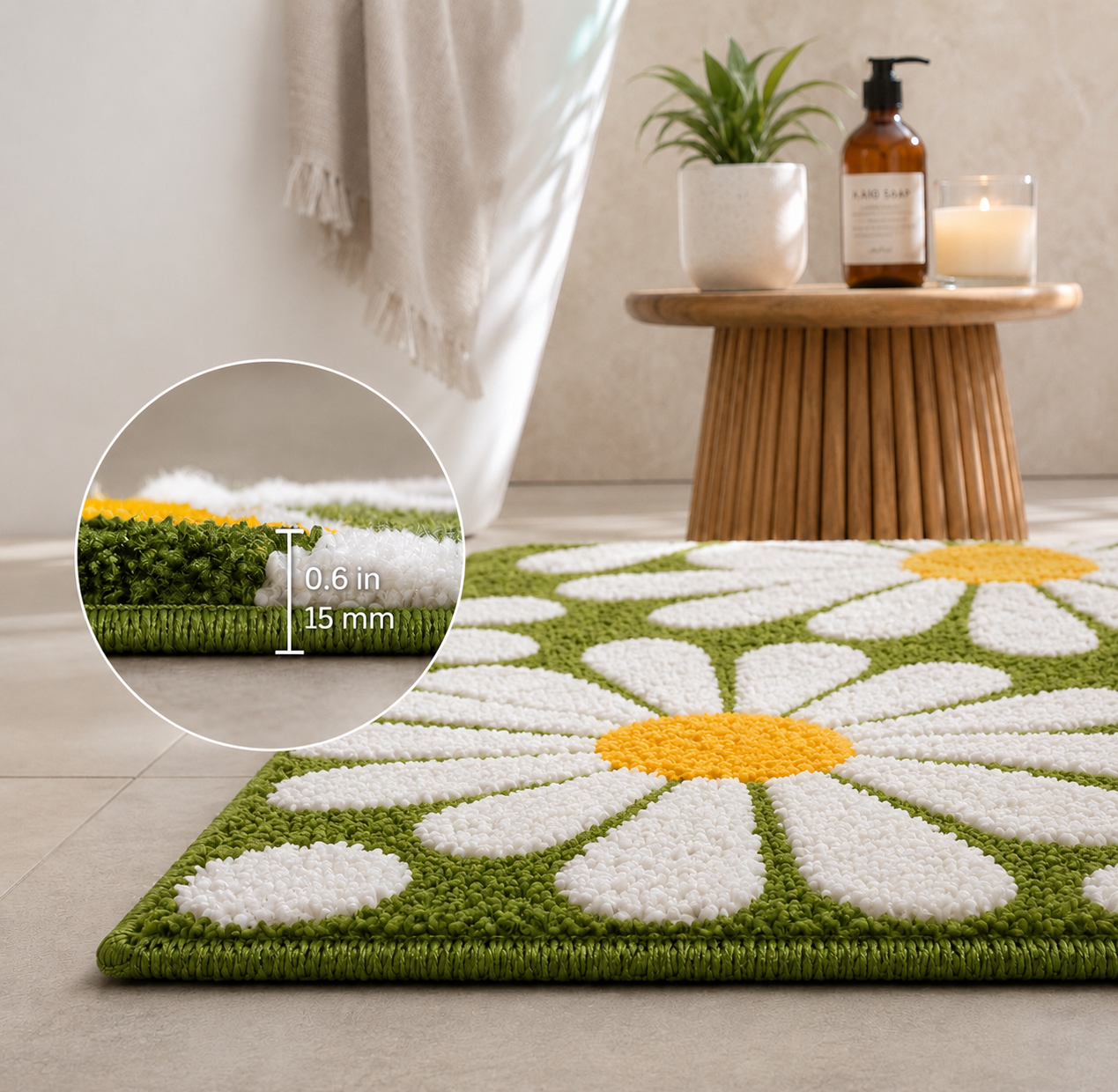 Flower Green Runner Mat