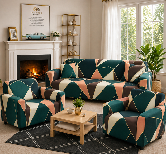 3+1+1 PEACH PRISM ELASTIC SOFA COVER 48 HOURS SALE