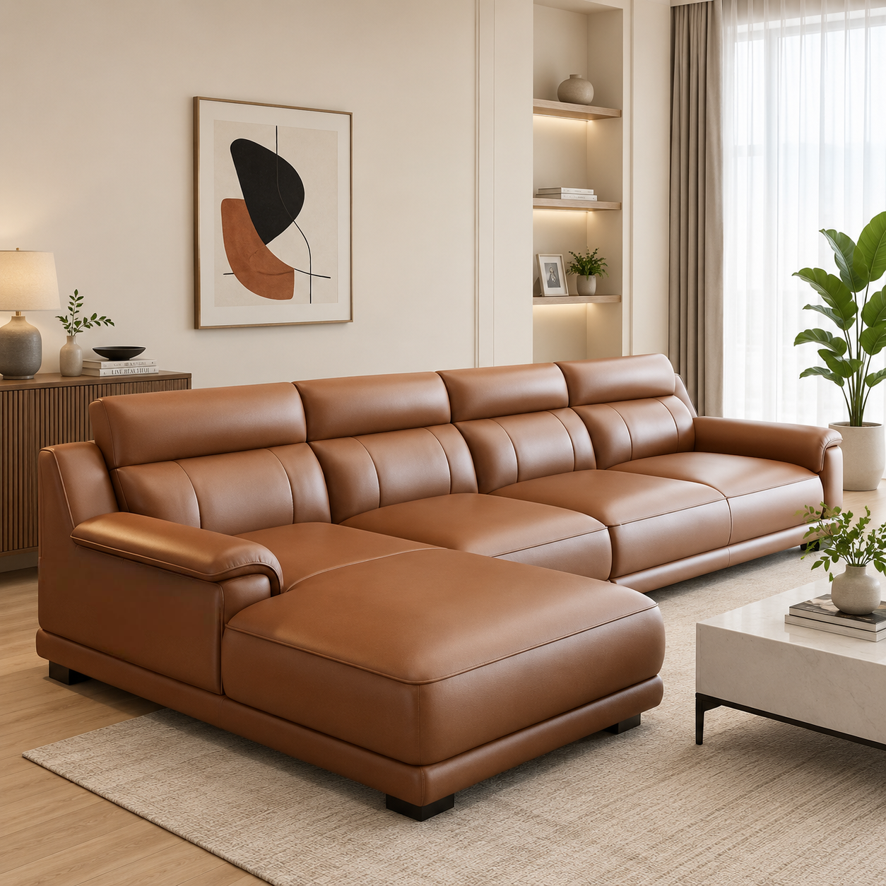 Marvella 5 Seater Modern Leatherette Sofa Set for Living Room | Premium L Shape Corner Sofa