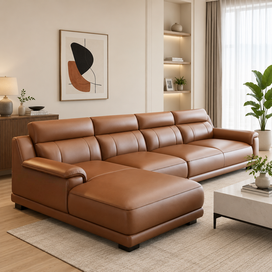 Marvella 5 Seater Modern Leatherette Sofa Set for Living Room | Premium L Shape Corner Sofa