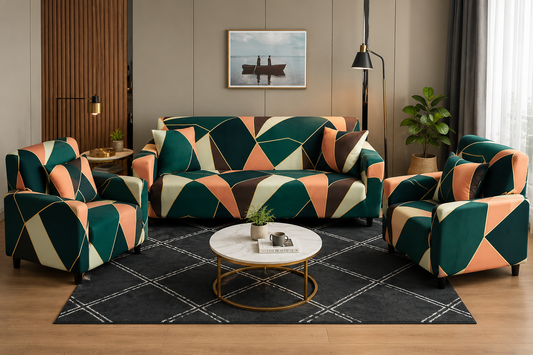 3+1+1 PEACH PRISM ELASTIC SOFA COVER 48 HOURS SALE