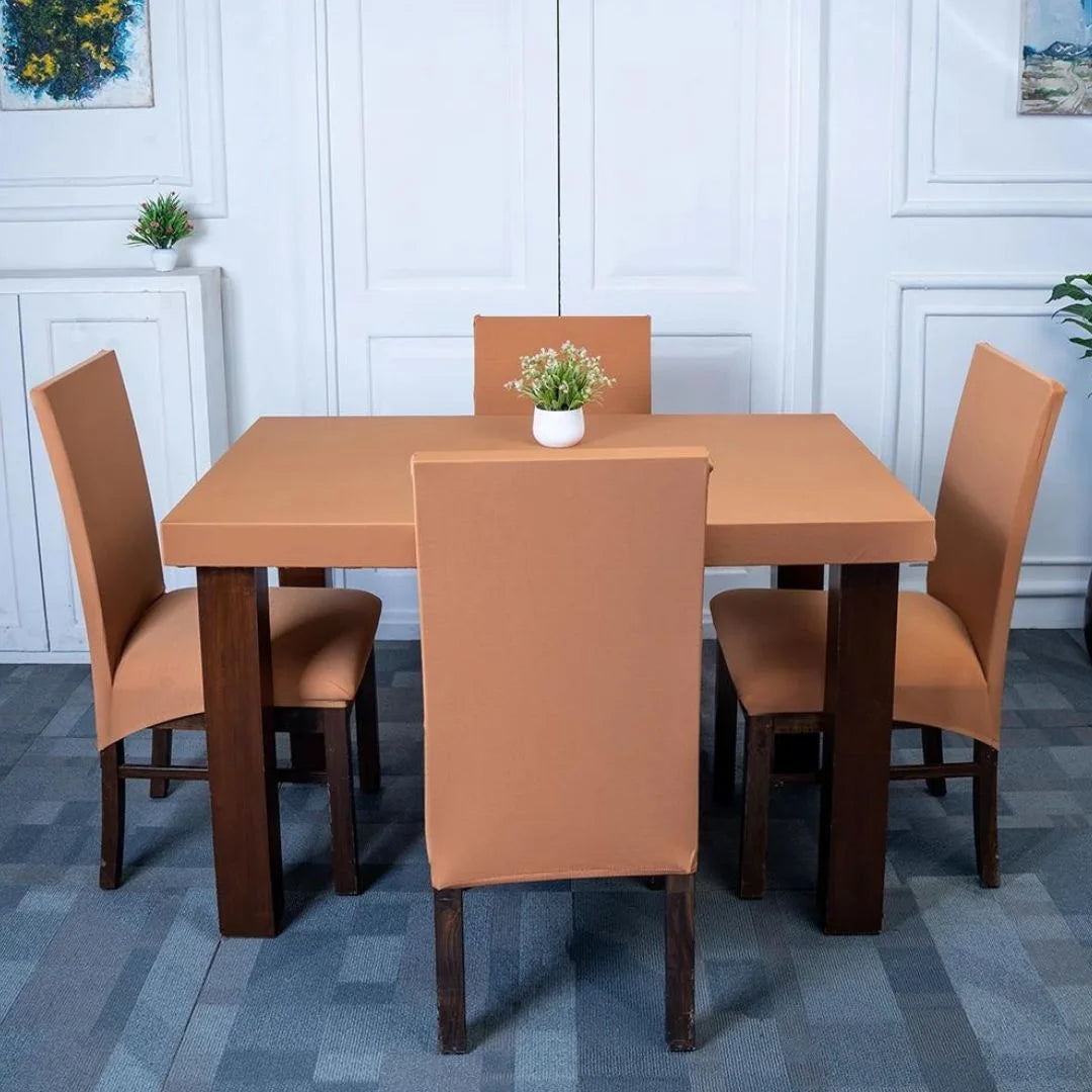 Khaki Chair Table Covers - Dustproof, Stain-Free, Machine Washable & Water Resistant