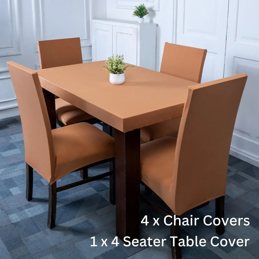 Khaki Chair Table Covers - Dustproof, Stain-Free, Machine Washable & Water Resistant