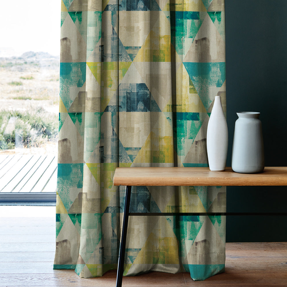 Elegant Geometric Print Matt Finish  Room Darkening Curtain Set of 2 -  MTDS145A