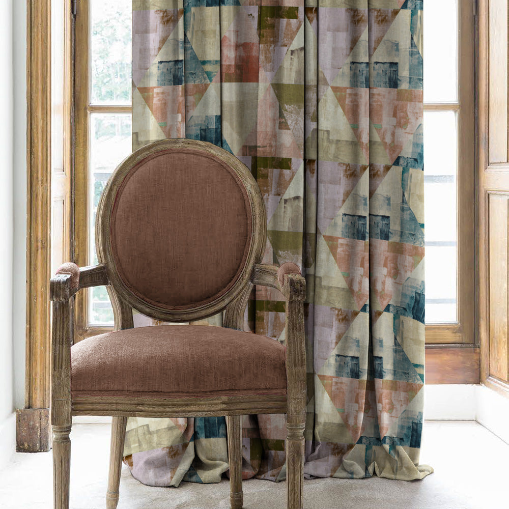 Elegant Geometric Print Matt Finish  Room Darkening Curtain Set of 2 -  MTDS145B