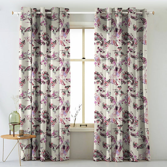 Elegant Floral Print Matt Finish  Room Darkening Curtain Set of 2 -  MTDS18D