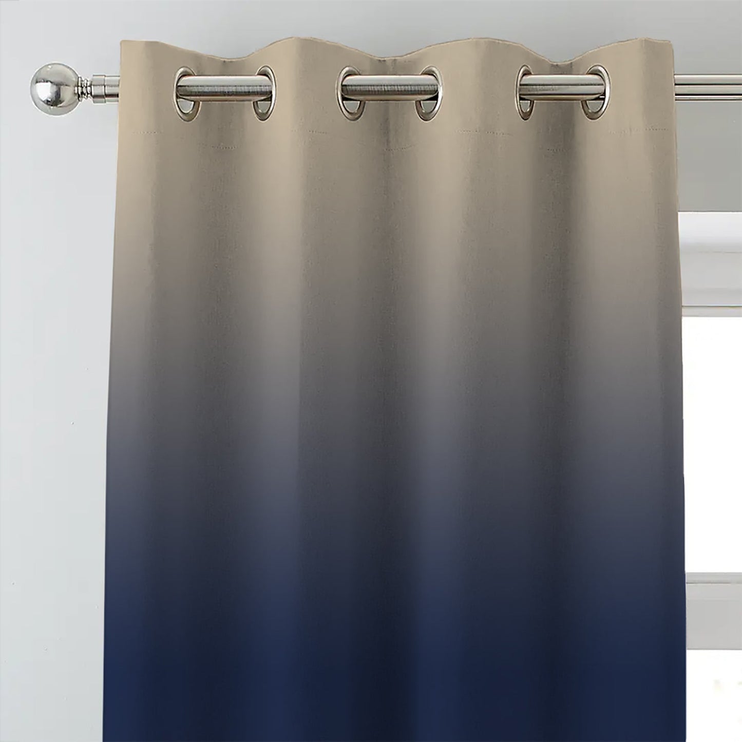 Elegant Floral & Ombre Print Combination Room Darkening Curtains - Set Of 4 Door Curtain (428ATWOM4) - Blue & Beige