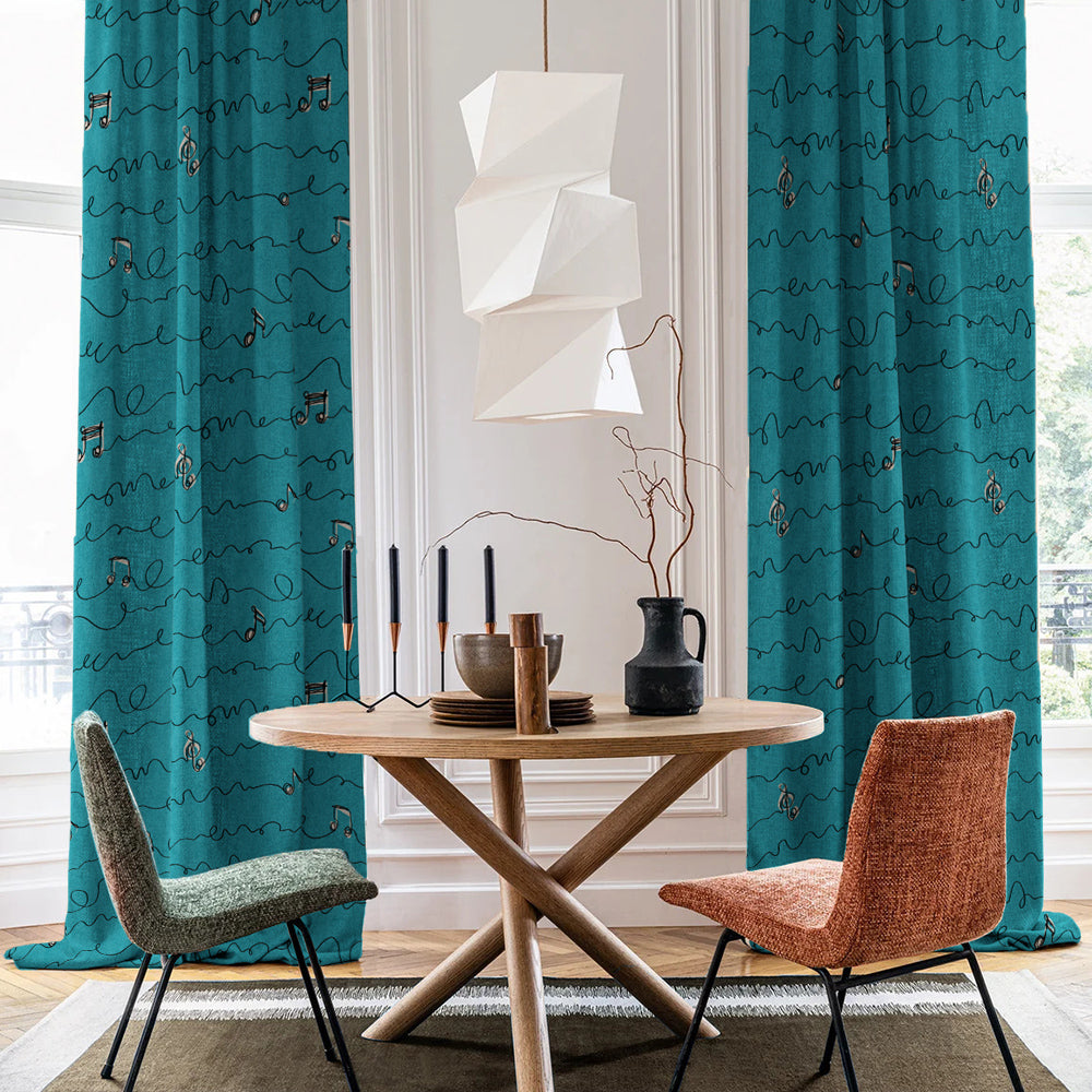 Elegant Abstract Print Matt Finish  Room Darkening Curtain Set of 2 -  MTDS472A