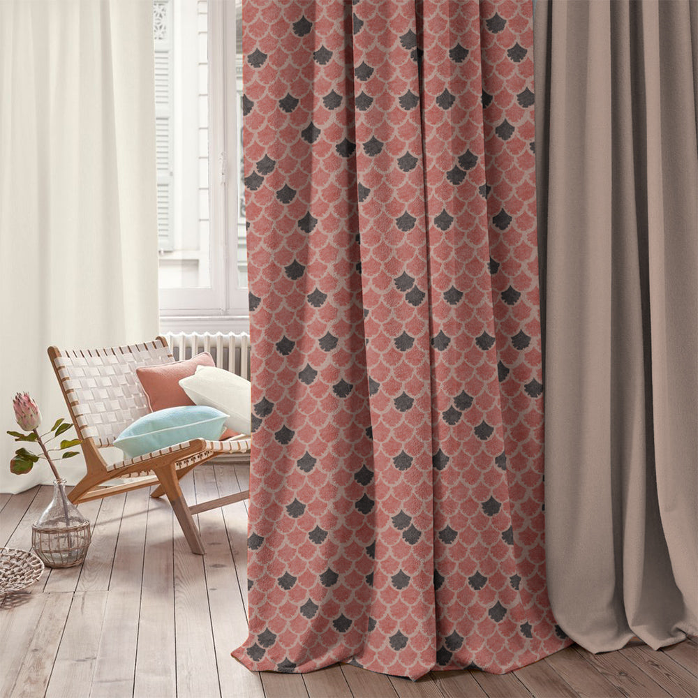 Elegant Geometric Print Matt Finish  Room Darkening Set Of 1pc (MTDS497B)