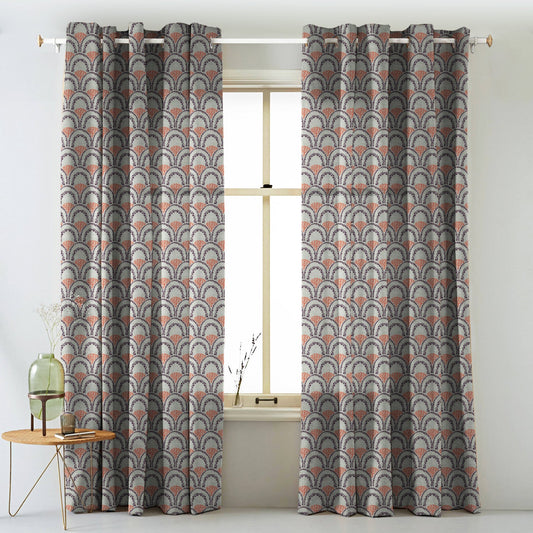 Elegant Abstract Print Matt Finish  Room Darkening Curtain Set of 2 -  MTDS499C