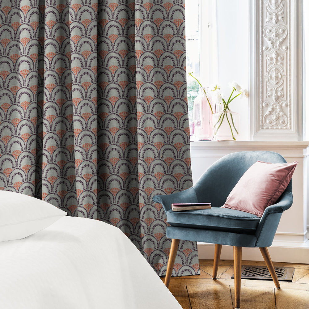 Elegant Abstract Print Matt Finish  Room Darkening Curtain Set of 2 -  MTDS499C