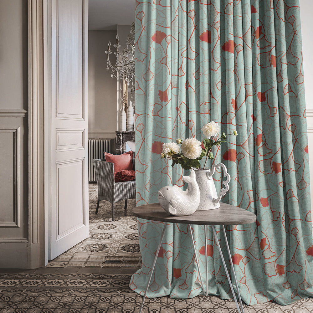 Elegant Floral Print Matt Finish  Room Darkening Curtain Set of 2 -  MTDS501A