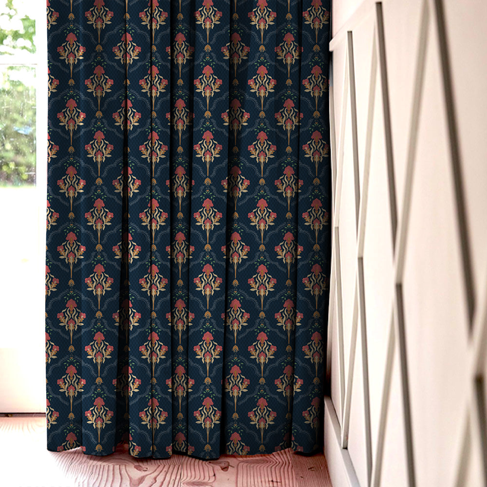 Elegant Ethenic Print Matt Finish  Room Darkening Curtain Set of 2 -  MTDS515A1