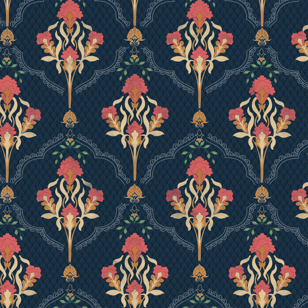 Elegant Ethenic Print Matt Finish  Room Darkening Curtain Set of 2 -  MTDS515A1