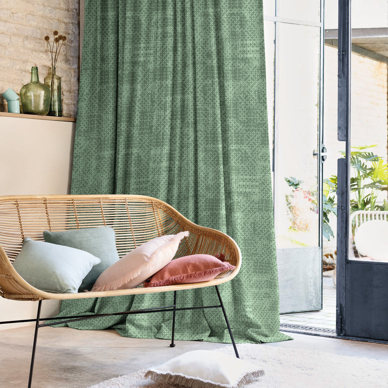 Elegant Abstract Print Matt Finish  Room Darkening Curtain Set of 2 -  MTDS522D