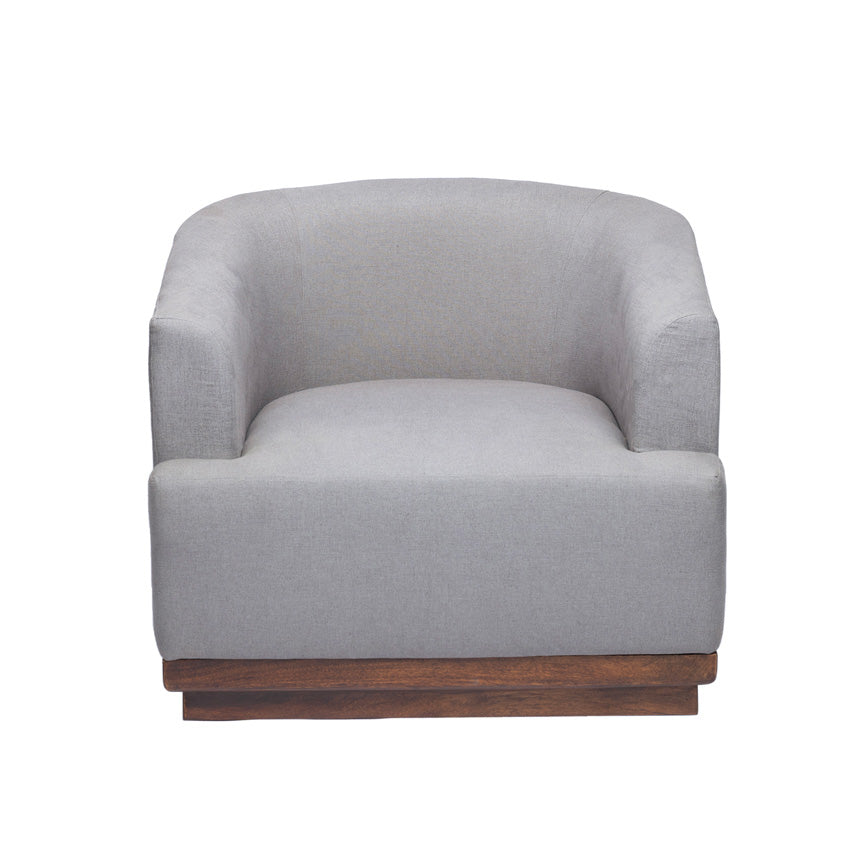 Samuel Solid Wood 1 Seater Sofa In Grey & Brown
